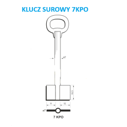 Klucz surowy 7KPO ZASUWA DWUPIÓROWA DŁUGI