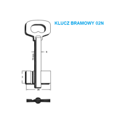 Klucz surowy bramowy 2N - FI6 - dwupiórowy