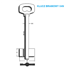 Klucz surowy bramowy 3N - FI6 - dwupiórowy