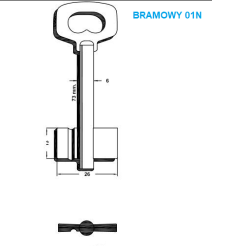 Klucz surowy bramowy 1N - FI6 - dwupiórowy